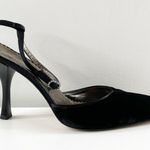 BCBGMAXAZRIA Suede Ankle Strap Pointed Toe Pump Heels Black 8.5 Photo 0