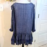 Free People  Washed Ashore Indigo Blue Textured Ruffle Hem Peasant Dress  Sz M🧡 Photo 5
