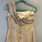 ZARA Dress Elegant Tan One Off Shoulder Strap Strap Dress Sz M NWT Midi Photo 8