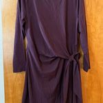 Lands' End  Dress Plum Purple Long Sleeve Side Tie Belt Boat Neck NWT Medium 10-12 Photo 0