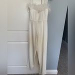 Mac Duggal  Ivory Jumpsuit with Feather Accents Photo 3
