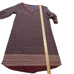 Rue 21 Purple Floral Paisley Print Design Button Sleeve Long Tunic Top Dress Photo 2