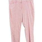Lands' End Women’s Pants Pink White Striped Seersucker Slim Leg Size 14 Photo 0