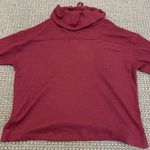 Sonoma  Shirt Womens Medium Cowl Neck Pink Waffle Knit Long Sleeve Drawstring Photo 2