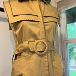 Lyn Around Yellow Tan Large Collared Sleeveless Tiger Embroidered Dress Size 4 Photo 11