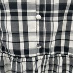 Loft  ANN TAYLOR Top Peplum Plaid Blouson Henley B&W Business Casual Size Small Photo 5