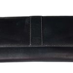 Coach Trifold Leather Wallet with Checkbook Holder Black Lavender Photo 7