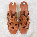 Rachel Comey Brown Leather Mule Clog Wedge Sandal Tawny Woven Stud Size 6 Photo 1
