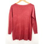 Chico's  Red Wide Neck Tunic Top size Small Step Hem Button Accent Photo 1