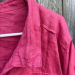 EUC John Mark Linen Ruched Sleeve Button Front Wired Collar Top Deep Rose 3X Photo 3