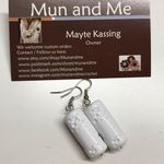 White cylinder dangle earrings handmade MunandMe Photo 1