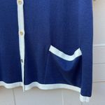 Gretchen Scott Cherry On Top Cardigan Short Sleeve Navy/White Gold Buttons Sz XL Photo 3