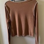 Ribbed Long Sleeve Light Brown Cropped Tee. Size L Photo 1