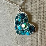 Relic by Fossil Teal Crystal Pave Heart Pendant Necklace Photo 2