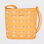 A New Day Basket Weave Woven Bucket Bag, Orange Photo 0