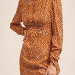 Mango MNG By Large Prairie Tea Dress Long Puff Sleeve Maxi Orange Modest Keyhole Photo 0