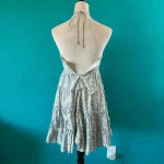 Zimmermann  Helm Tiered Sweetheart Neck Linen Cotton Mini Dress Blue Cream Size 1 Photo 4