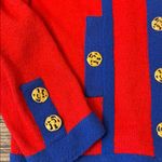 Vintage Castleberry Knit 2pc Skirt Suit Set Red Blue Trim Brass Buttons Size 8 Photo 9