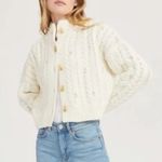 Something Navy Embellished Cableknit Cardigan Sweater Button Fairy Ivory XXL Photo 0