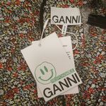 Ganni 💕💕 Floral Puff Sleeve Organic Cotton Poplin Dress ~ Placid Blue 4 NWT Photo 14