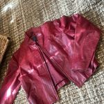 XOXO Vintage Y2K Red Crocodile Leather Biker Jacket Size Medium Photo 14