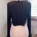 SKIMS Velvet Crop Top Logo 2X Soot Black Plus Size Logo Burnout Open Bust Photo 4