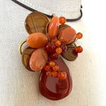 Carnelian beaded flower choker necklace Orange Photo 1