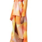 C/MEO Collective Orange Sherbet Blindfold Dress Bow Front Ling Sleeve Chiffon 4 Photo 2