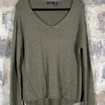 RDI  Sweater Womens Extra Large Green Brown V‎ Neck Elbow Pads Photo 0