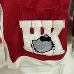 Sanrio Hello Kitty Forever 21 Women's Red Long Sleeve Cardigan Sweater Small Varsity Photo 4