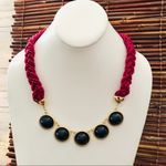 Talbots Red Seed Bead Choker & Tassel Earrings NWT Photo 2