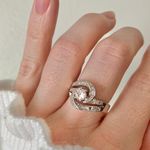 Intertwined Bypass Swirl Silver Round Ring “Aramis” Classic Elegant Glam Sparkly Jewelry Photo 2