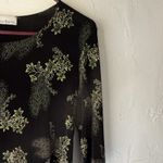 Dress Barn  Shirt Y2k Medium Black Gold Floral Print 3/4 Sleeve Stretch Top Grunge Photo 1