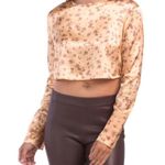 ZARA  satin effect floral long sleeve crop top M Photo 0