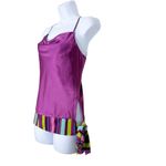 Bisou Bisou Satin Cowl Neck Y2K Strappy Tank Top Purple Size 4 Photo 3