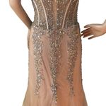 Anny Lee  Mermaid Sweetheart Sheer Bodice formal dress in nude size large Photo 10