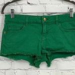 Topshop "Moto" Green Booty Shorts w/ Frayed Hem Photo 0