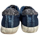 Vintage Havana Yves Washed Denim Sneakers Slip On Sparkle Sneakers Chain 10 Blue Photo 3