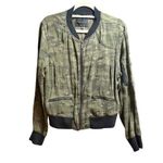 Sanctuary Camouflage Bomber Jacket in Mother Nature Camo Linen blend Anthropolog Photo 0