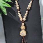 Bohemian Style‎ Handcrafted Ceramic Sweater Necklace Adjustable String Brown Photo 1