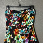 Bella D Women’s Medium Strapless Black Multicolor Floral Fit & Flare Dress Photo 2