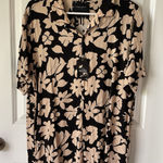 Denim & Flower Women's NWT Button Up Floral Black White Blouse Top Shirt XL Print Collared 0060 Photo 0