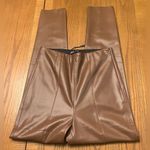 ZARA Vegan Faux Leather High-Waisted Leggings Pants in Cognac Tan Size Small Photo 8
