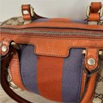 Gucci Purse Monogram Vintage Web Small Boston Orange Blue Shoulder Bag Rare Photo 2