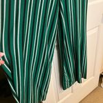 No Comment  Wide Leg Green Striped Jumpsuit Adjustable Straps Photo 3