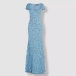 NWT $1095 Theia Blue Floral Sequin Sweetheart Cap Photo 3