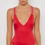 Topshop Chevron Trim Cross Back Swimsuit size 8 Photo 1