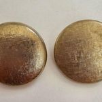 Maximalist Round Button gold tone textured metal Vintage Statement earrings Photo 0