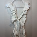 Luxxel Luxxer White Eyelet Ruffle Cotton Cut Out Accent Tie Back Shorts Romper Size M Photo 5