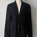Norma Kamali  Black Pinstripe Jacket 16 Classic Rayon Blend Single Breasted Photo 0